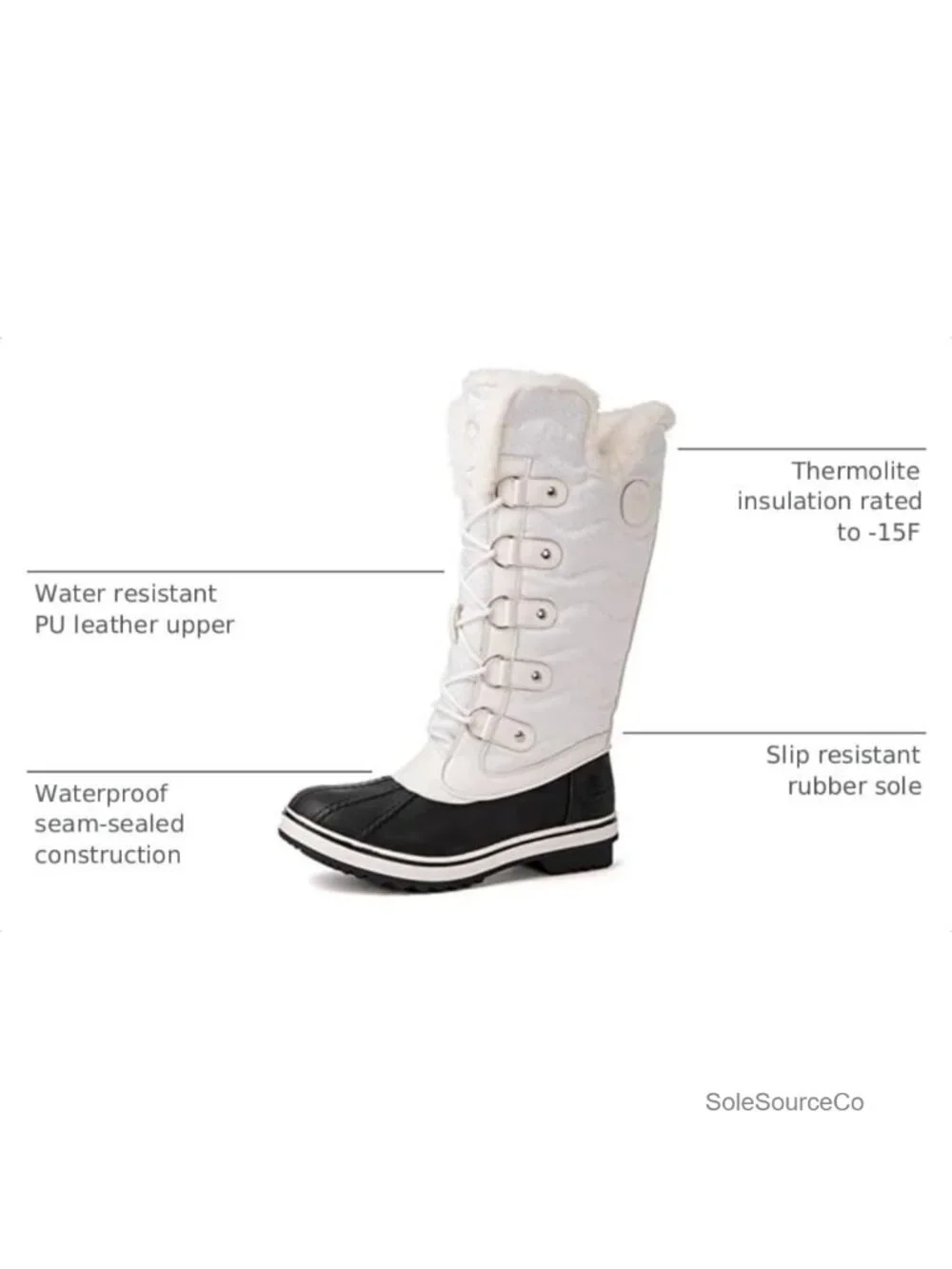 Mid-Calf Winter Snow Boots with Faux Fur Lining, Insulated, Non-Slip Sole